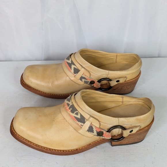 Bed Stu Driftwood Aztec Leather Western Cowgirl Clogs Mules - Picture 3 of 8